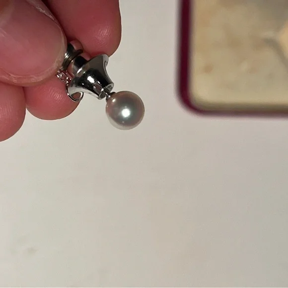 Mikimoto Silver Pearl Necklace in Velvet Box